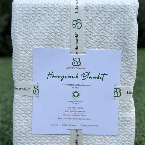 100 organic cotton honeycomb blanket classic ivory