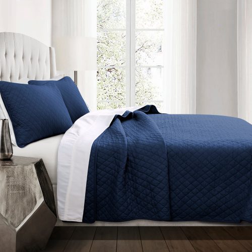 16T003663 AVA DIAMOND OVERSIZED COTTON 3 PC NAVY QUILT FULL QUEEN 848742079737 e07012d3 1f89 4f2f a9dc 39b336c365c3