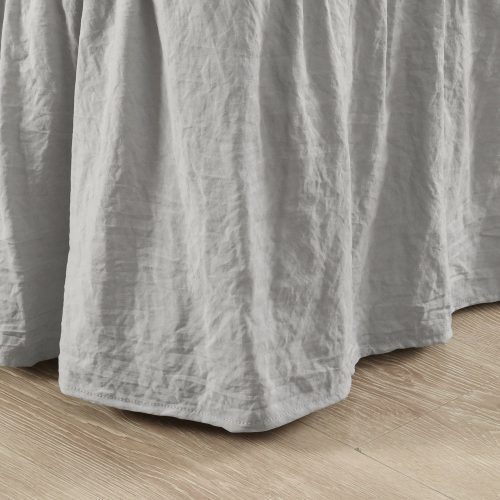 16T005508 RUCHED RUFFLE ELASTIC EASY WRAP AROUND SINGLE LIGHT GRAY BED SKIRT QUEEN KING 848742097991 ALT 4