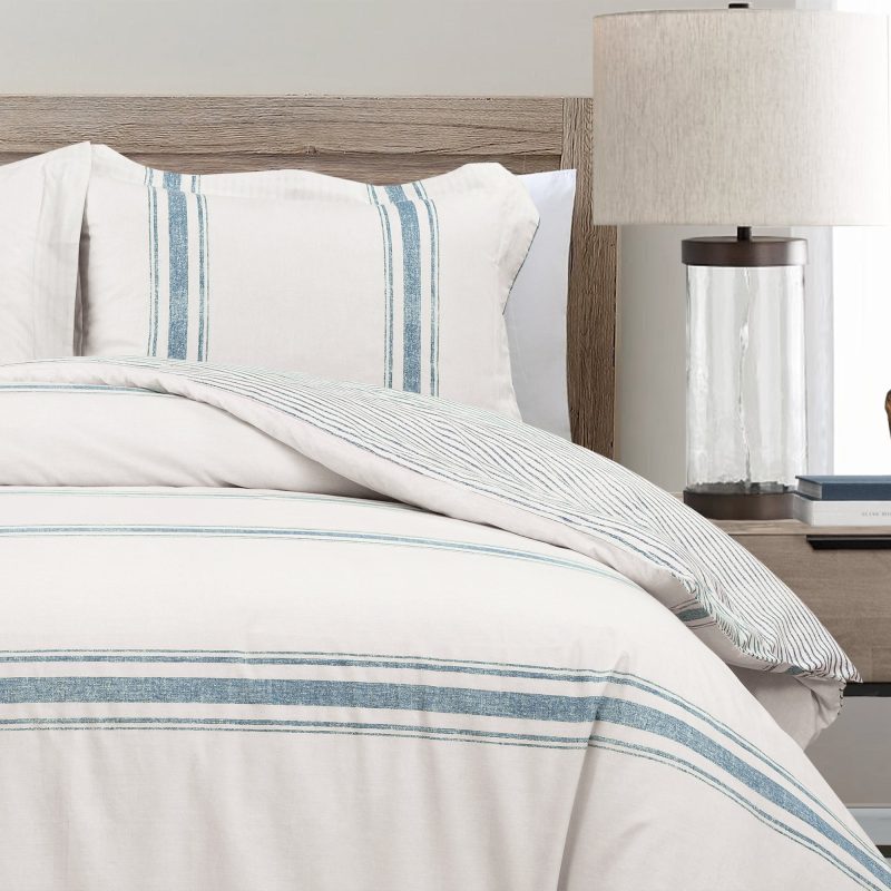 16T005986 FARMHOUSE STRIPE 3 PC BLUE DUVET FULL QUEEN 194938002578 ALT 2 490735eb e773 42a0 8f35 e5461633f621