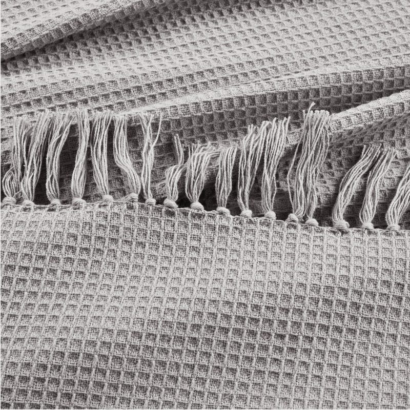 16T006466 WAFFLE COTTON KNIT LIGHT GRAY BLANKET COVERLET FULL QUEEN 194938007795 ALT 3 aeb7abf6 1e5c 4ff4 ad4c b17fbf09624d