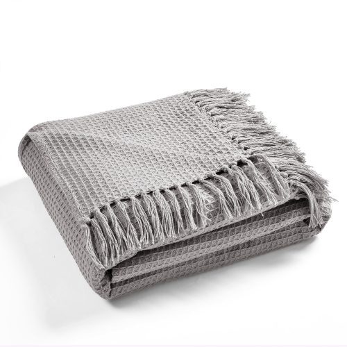 16T006466 WAFFLE COTTON KNIT LIGHT GRAY BLANKET COVERLET FULL QUEEN 194938007795 ALT 4 b2c98c4a d5bc 489a 96f4 6e9a18b11a55