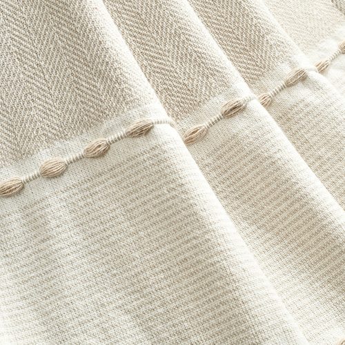 16T007177 HERRINGBONE STRIPE YARN DYED COTTON WOVEN TASSEL NEUTRAL WHITE THROW 50X60 194938014946 ALT 2 3237b1b9 4977 4805 b20a 2547202ff115