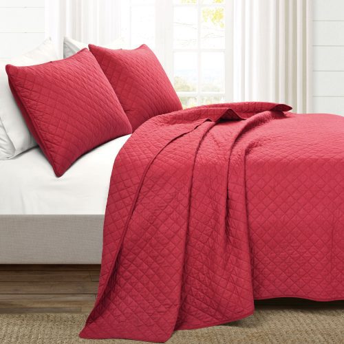 16T007613 AVA DIAMOND OVERSIZED COTTON 3 PC RED QUILT FULL QUEEN 194938020077 ALT 1 4ab750c3 9958 4010 b93f 2e27901082d2