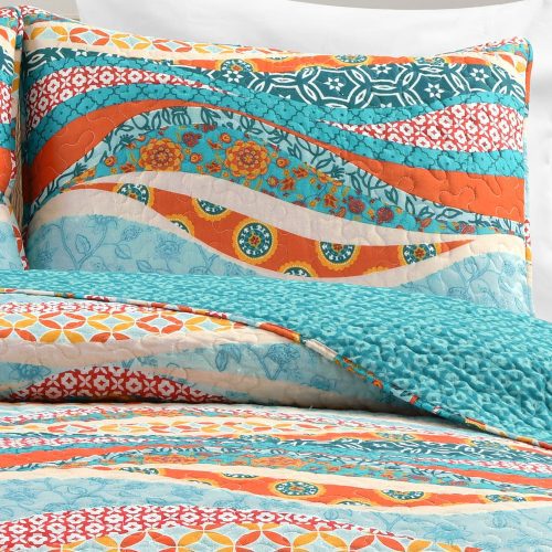 16T007615 HAILEY WATERCOLOR WAVE 3 PC TURQUOISE MULTI QUILT FULL QUEEN 194938020190 ALT 2 aceda92c 972f 49c6 b106 13f6753009e6