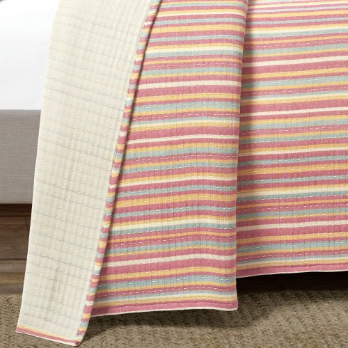 16T007633 TRACY STRIPE KANTHA PICK STITCH YARN DYED COTTON WOVEN 3 PC RUST YELLOW QUILT COVERLET FULL QUEEN 194938020015 ALT 3 c3140ce3 f1d5 4738 a794 57a72acb1abe