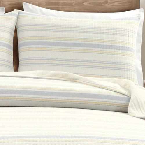 16T007635 SOLANGE STRIPE KANTHA PICK STITCH YARN DYED COTTON WOVEN 3 PC YELLOW GRAY QUILT COVERLET FULL QUEEN 194938020039 ALT 2 d56e7a1d 9565 49bb b450 d1496685ae54