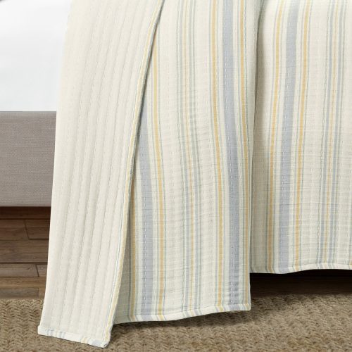 16T007635 SOLANGE STRIPE KANTHA PICK STITCH YARN DYED COTTON WOVEN 3 PC YELLOW GRAY QUILT COVERLET FULL QUEEN 194938020039 ALT 3 ac49fb22 32c2 4875 bc1a 5f7ed5ca4a6d