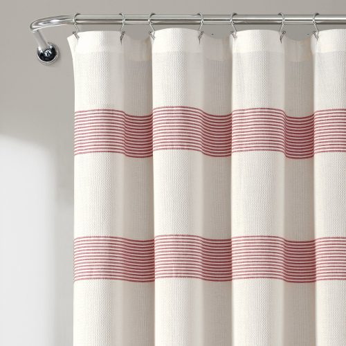 16T008178 TUCKER STRIPE YARN DYED COTTON KNOTTED TASSEL WHITE RED SHOWER CURTAIN 72X72 SINGLE 194938025942 ALT 1 3184d9d7 a726 4f2b 9210 b6df8623ea1b