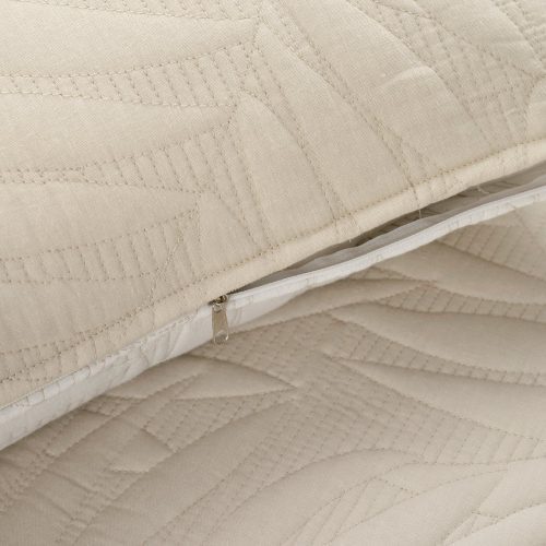 194938070959 ISLA EMBROIDERED LEAF REVERSIBLE COTTON QUILT NEUTRAL WHITE 3PC SET FULL QUEEN ALT 5