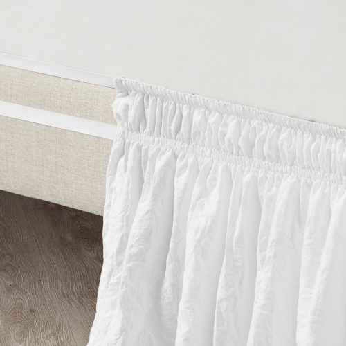 21T010227 RUCHED RUFFLE ELASTIC EASY WRAP AROUND SINGLE BLEACH WHITE BED SKIRT QUEEN KING CAL KING 194938030052 ALT 2