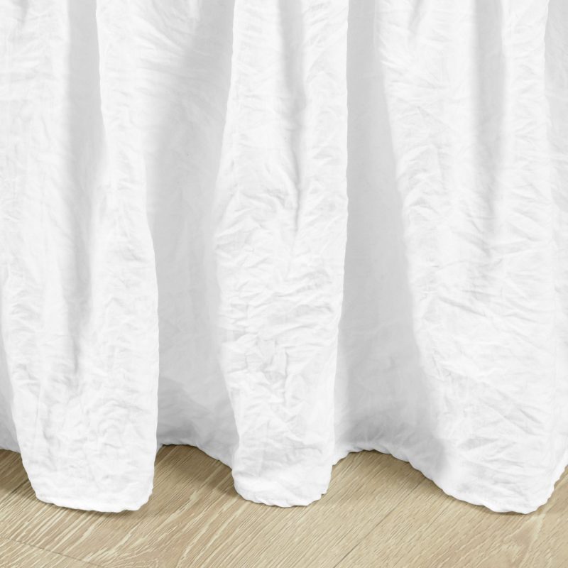 21T010227 RUCHED RUFFLE ELASTIC EASY WRAP AROUND SINGLE BLEACH WHITE BED SKIRT QUEEN KING CAL KING 194938030052 ALT 4