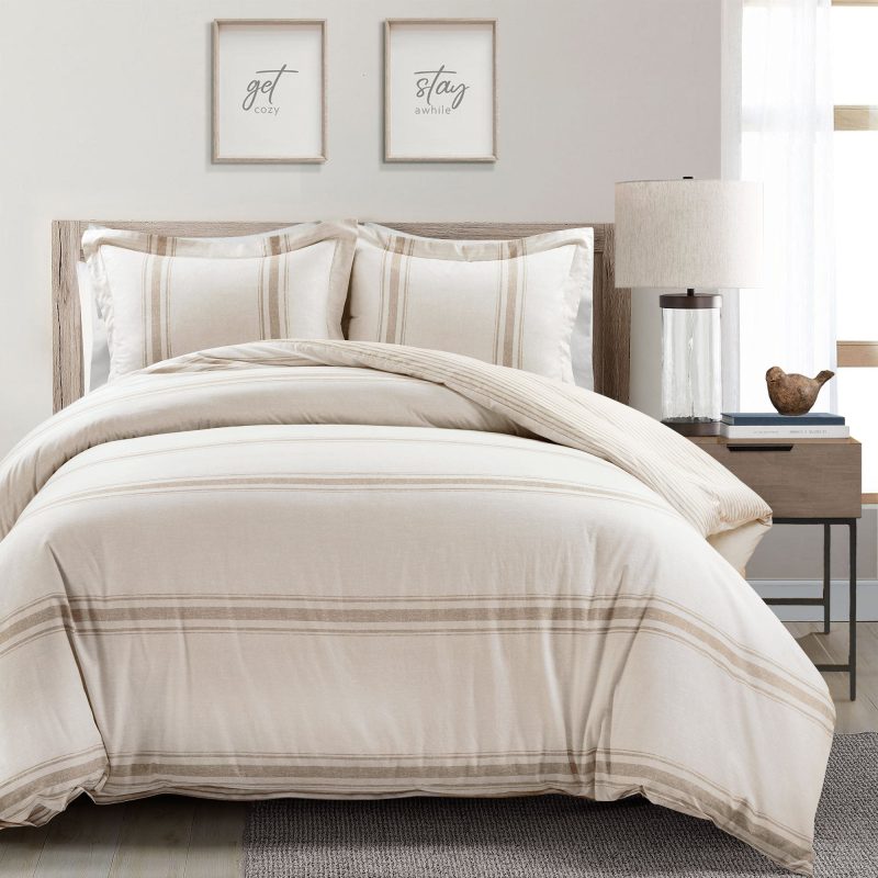 21T010999 FARMHOUSE STRIPE 3 PC NEUTRAL DUVET FULL QUEEN 194938037396 fc40a249 a502 428f a3e4 74189bfb699b