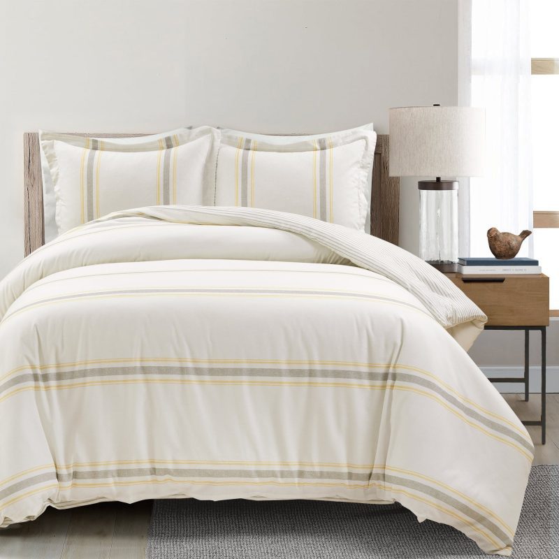 21T011005 FARMHOUSE STRIPE 3 PC YELLOW GRAY DUVET FULL QUEEN 194938037457 41b78aca 3c90 4f91 9bb5 b33bf92c0fec