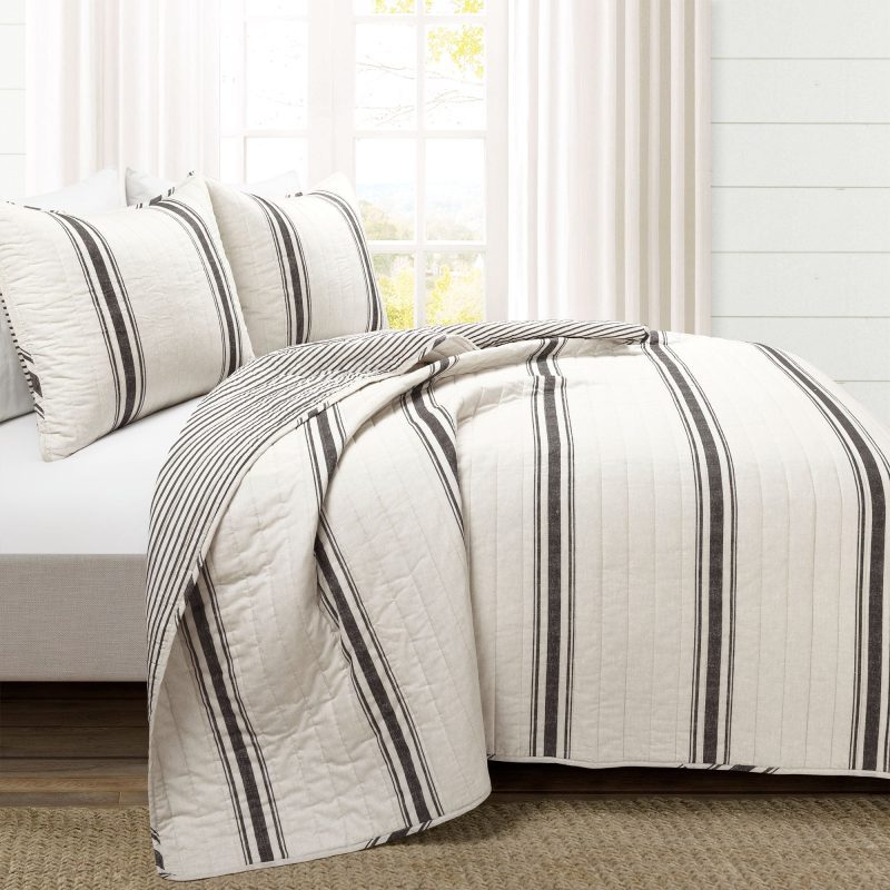 21T011010 FARMHOUSE STRIPE 3 PC BLACK QUILT KING 194938037501 ALT 1 03e8085c 7dd1 417a b4cd 83ddd84250aa