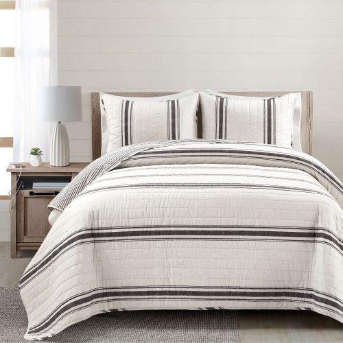 21T011010 FARMHOUSE STRIPE 3 PC BLACK QUILT KING 194938037501 74d214b0 cce2 48d7 901c b2c5186c2ddc