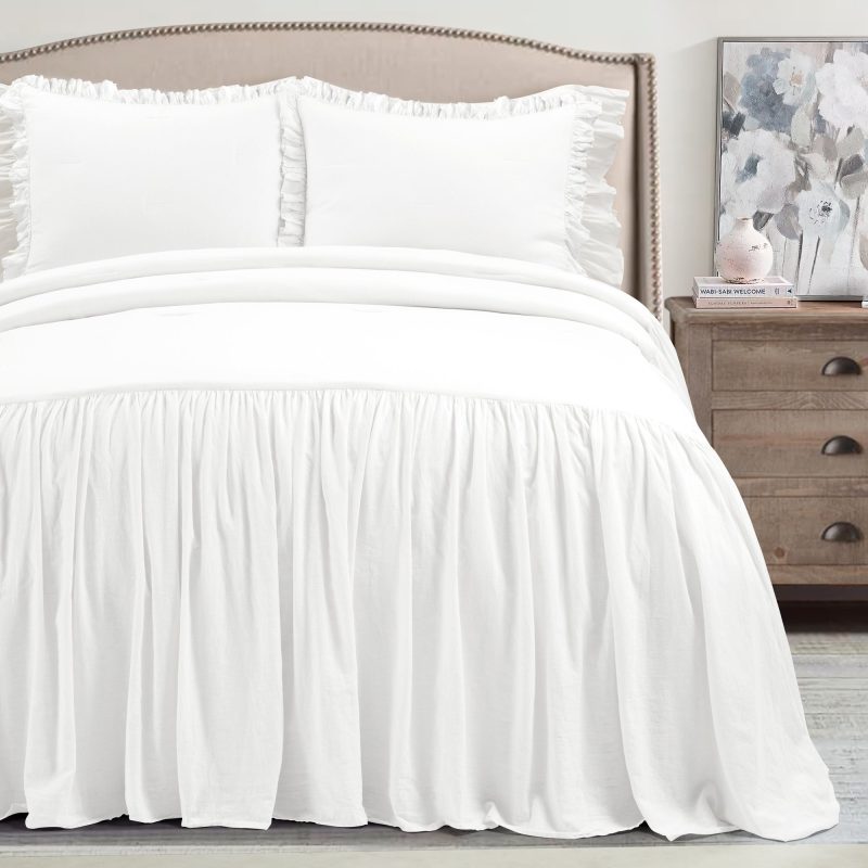 21T011217 BELGIAN FLAX 3 PC WHITE BEDSPREAD FULL QUEEN 194938039864 a1afdf70 a6d0 4ea9 87a0 6bca52bf3589