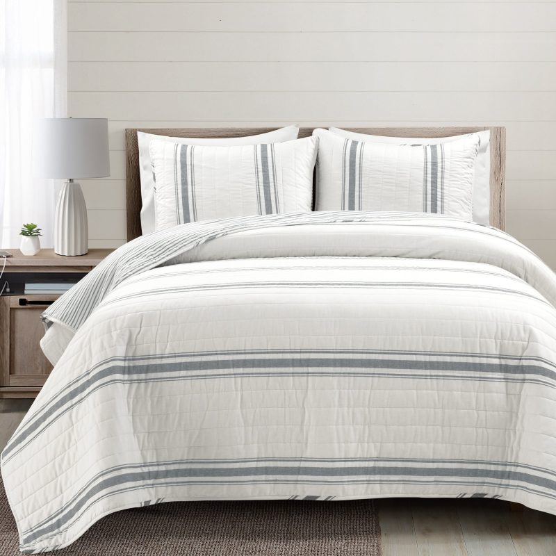 21T011741 FARMHOUSE STRIPE 3 PC DARK GRAY QUILT KING 194938029490 9b582a7e 9dc4 44f1 81ad a9b6e5074d77