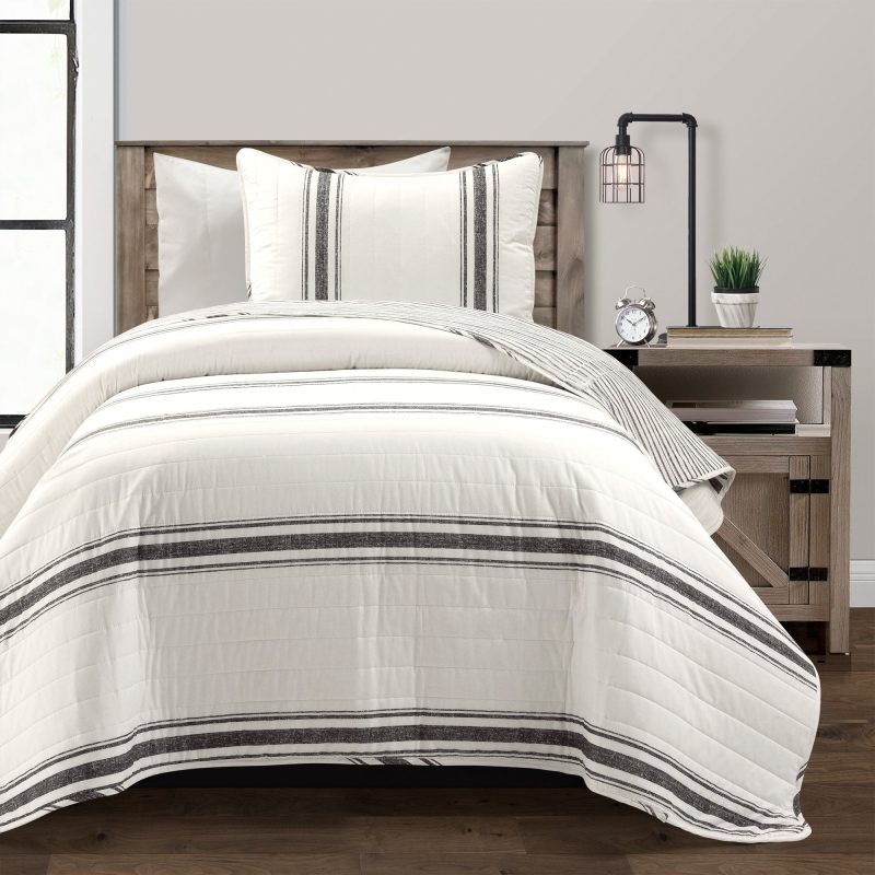 21T011908 FARMHOUSE STRIPE 2 PC BLACK QUILT TWIN XL 194938044707 4a6cc79c 0048 4691 8891 7259a527eeba