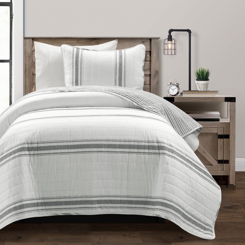 21T011938 FARMHOUSE STRIPE 2 PC DARK GRAY QUILT TWIN XL 194938045001 28eb6fae c728 420d a18b 1098cbaf766b