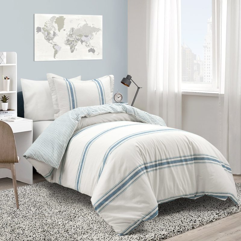 21T013450 FARMHOUSE STRIPE 2 PC BLUE DUVET COVER TWIN XL 194938056526 d2c82e66 1be2 4807 b228 4e090f578c88