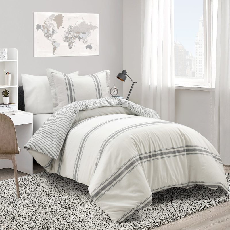 21T013451 FARMHOUSE STRIPE 2 PC GRAY DUVET COVER TWIN XL 194938056533 fe89c89f 8175 413d 8603 a3127e7d8ffb