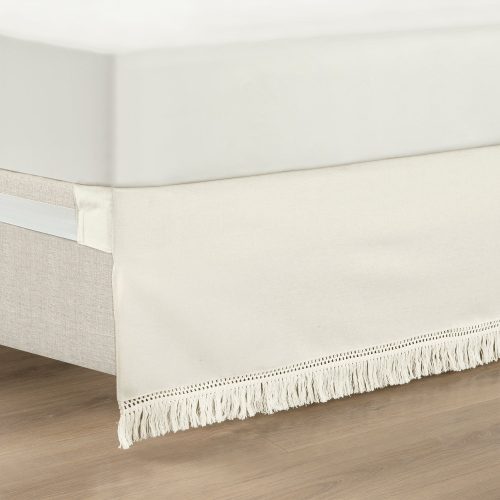 21T013965 BOHO FRINGE SINGLE OFF WHITE BEDSKIRT KING 194938060097