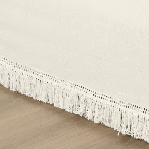 21T013965 BOHO FRINGE SINGLE OFF WHITE BEDSKIRT KING 194938060097 ALT 2