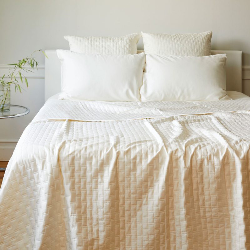 Bamboo Quilted Coverlet Ivory 1 1