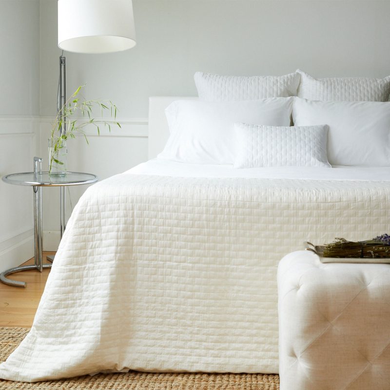 Bamboo Quilted Coverlet Ivory 3