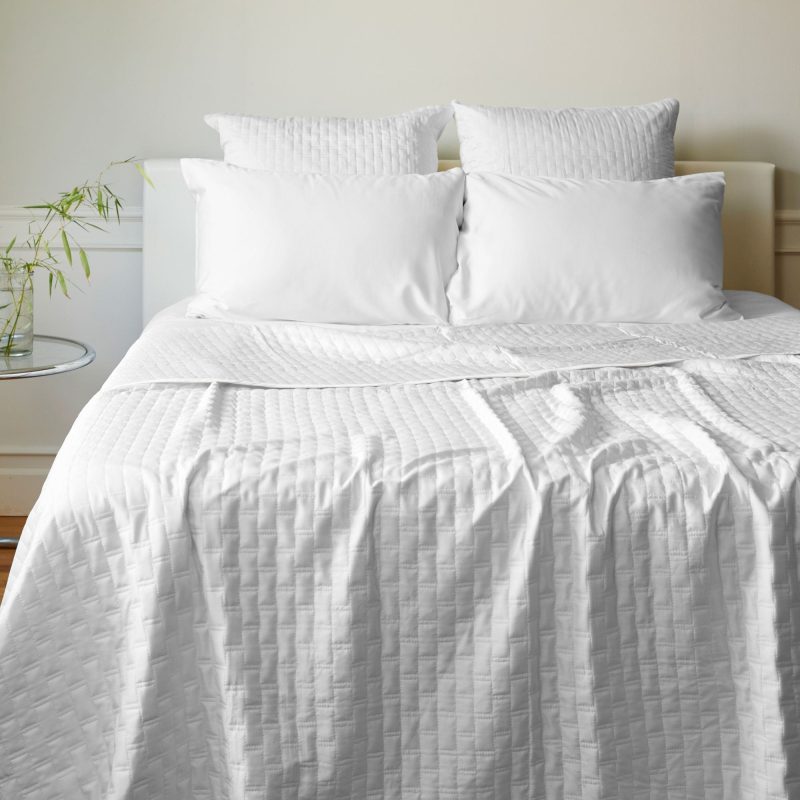 Bamboo Quilted Coverlet White 1 1