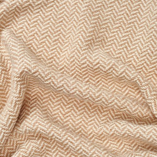 Blanket Herringbone Beige Overhead Messy