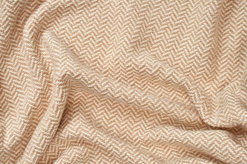 Blanket Herringbone Beige Overhead Messy