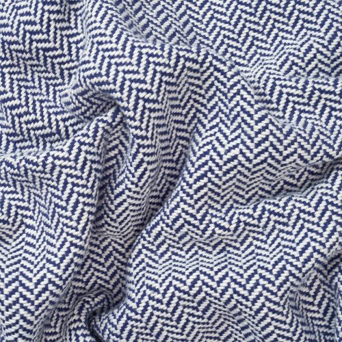 Blanket Herringbone Blue Overhead Messy