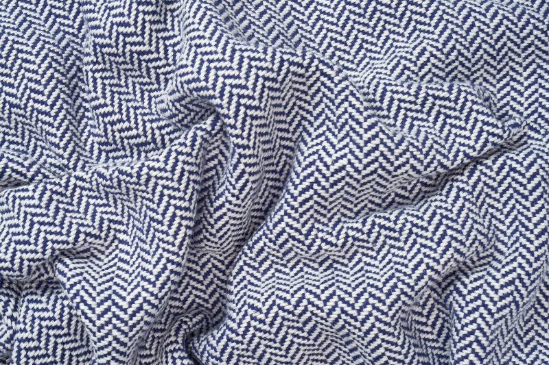 Blanket Herringbone Blue Overhead Messy