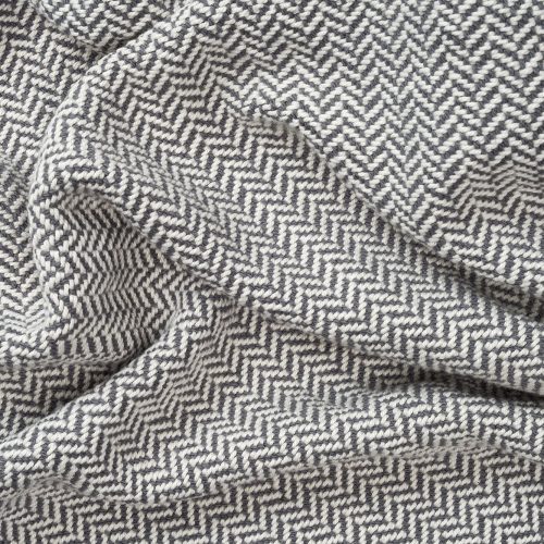 Blanket Herringbone Grey Overhead Messy