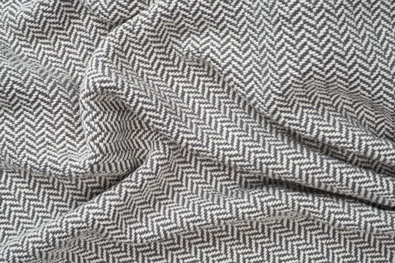 Blanket Herringbone Grey Overhead Messy